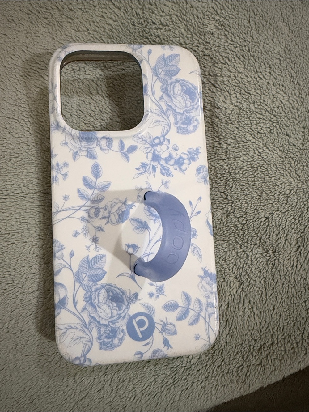 Floral Blue & White Phone Case with Lavender Grip